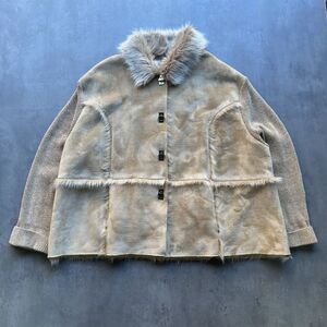 Lisa International Woman’s 3X Tan Faux Suede Fur Collar Claps Sweater Jacket